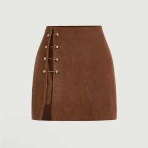 Asymmetrical Hem Skirt with Metal Decor
